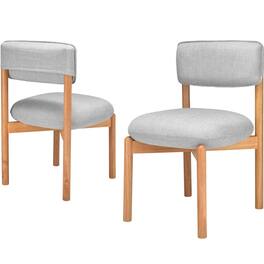 Boyel Living - Modern Wooden Blended Linen Dining Chair (Set of 2) - Gray