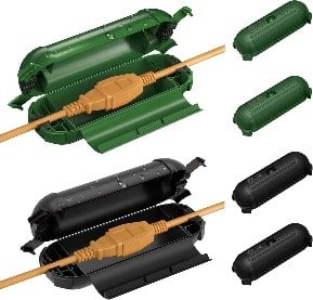 BN-LINK - Outdoor Extension Cord Safety Cover, 2 Black & 2 Green, Weather-Resistant, 4-Latch, Fits 12/14/16 AWG - Black and Green
