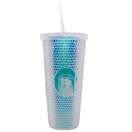 Logo Brands - South Carolina Gamecocks 24oz. Iridescent Studded Travel Tumbler with Straw - Multicolor