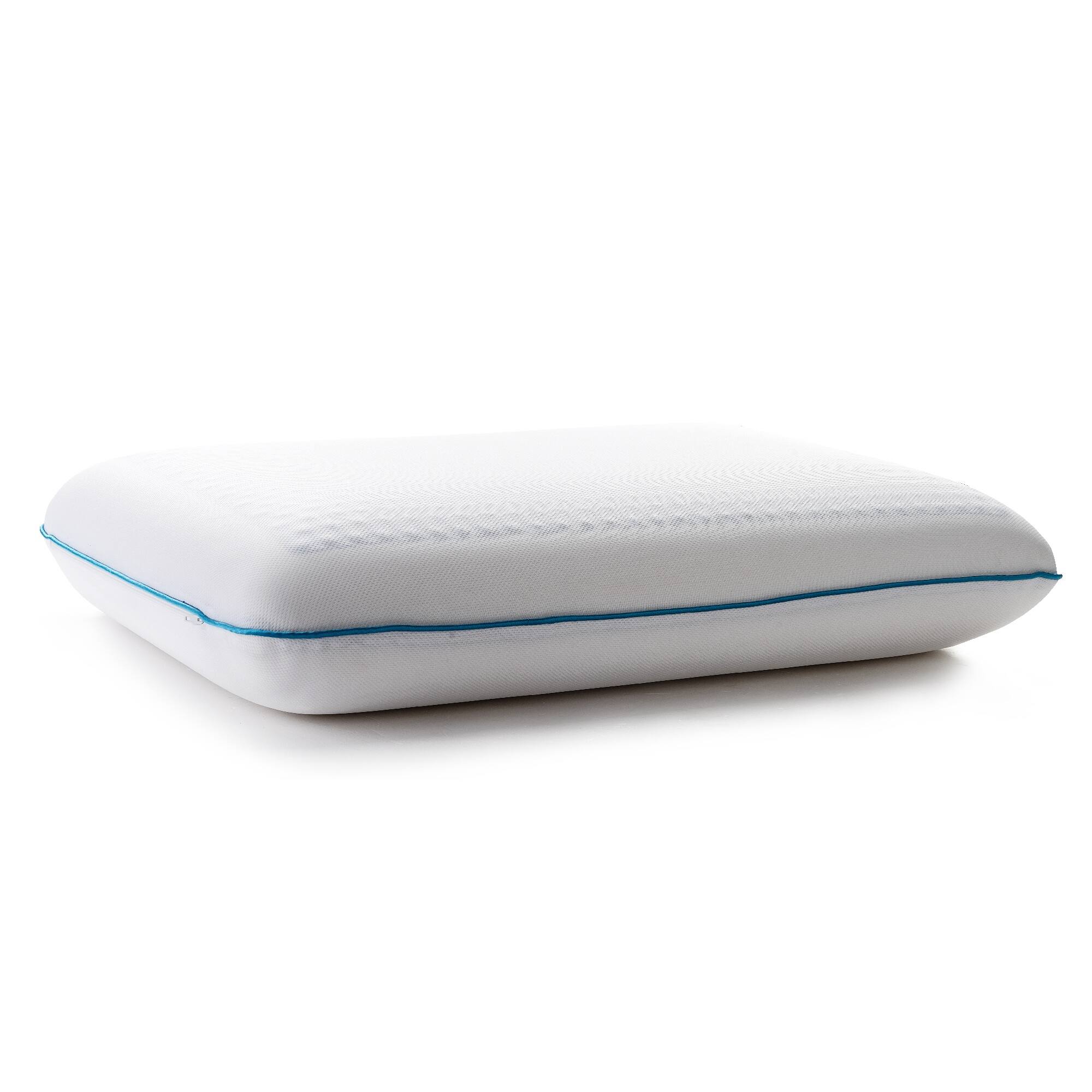 Angle. Cheer Collection - Reversible Memory Foam Bed Pillow with Cooling Gel and Breathable Zip-off Cover - White.