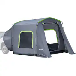VEVOR - Large SUV Tent for 5–9 Person, 10.6 x 8 FT All-Season SUV Tailgate Tent with Ventilated Door & Mesh Windows - Gray