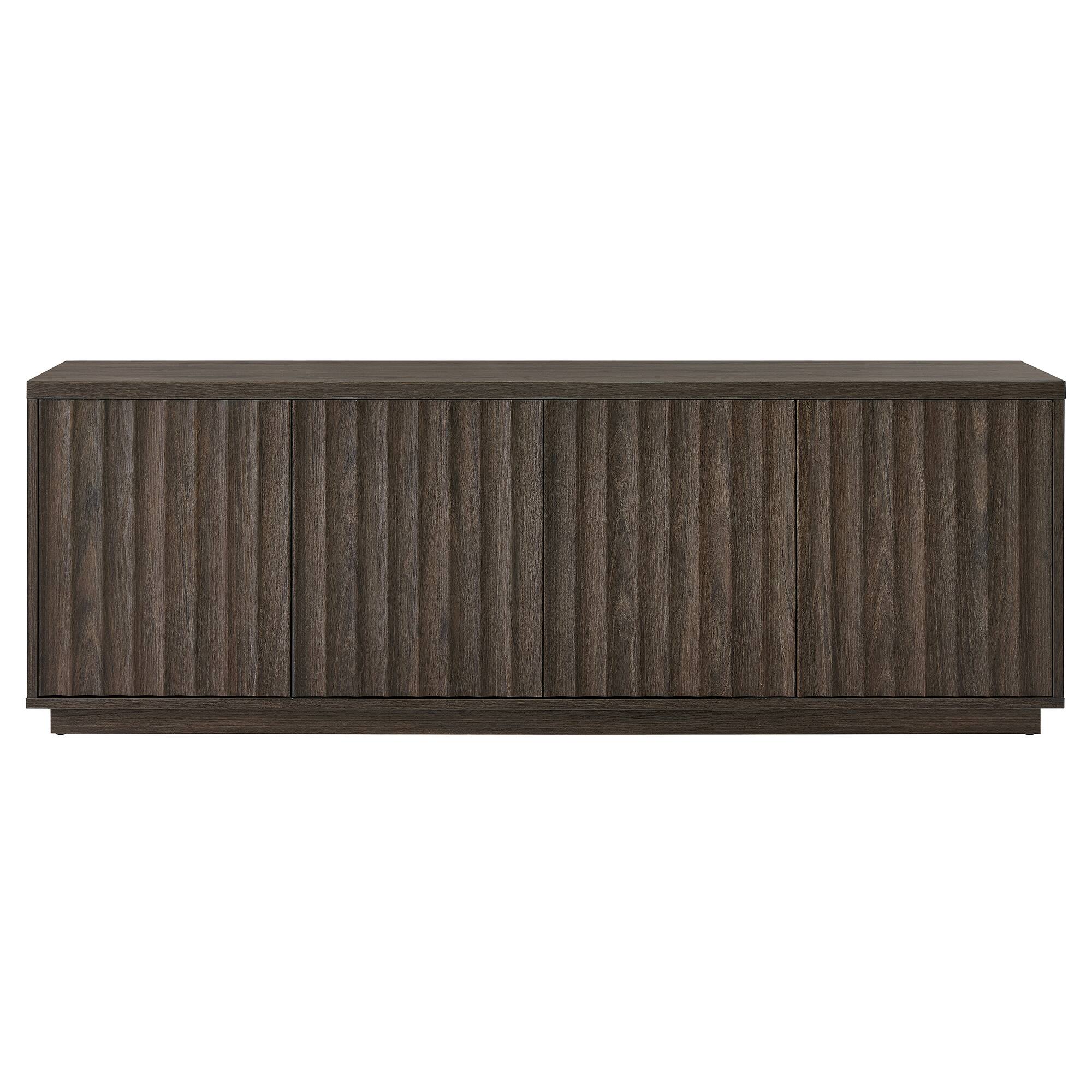 Angle. Hudson&Canal - Bourne Rectangular Fluted TV Stand for TV's up to 75" in Brown Oak - Brown Oak.