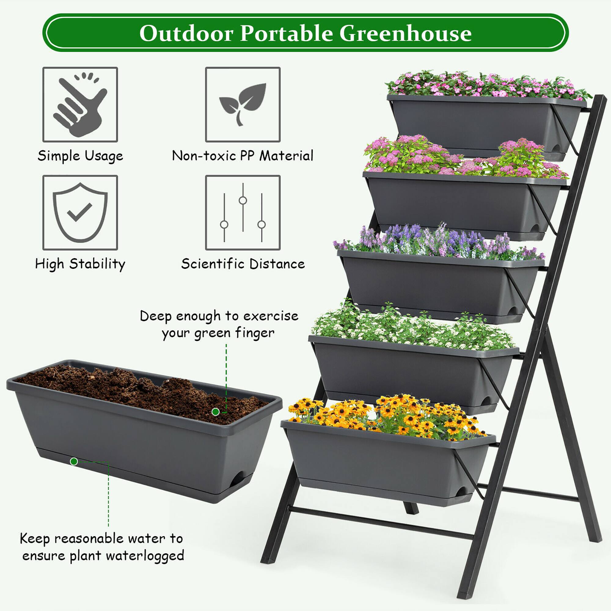 Outdoor Portable Greenhouse: Simple Usage, Non-toxic PP Material, High Stability, Scientific Distance, Deep enough to exercise your green finger, Keep reasonable water to ensure plant waterlogged.