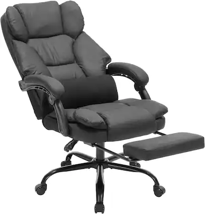 Front. Akoasm - Reclining Computer Chair Office Chair with Foot Rest, Wheels and Lumbar Support for Home Office - Black.