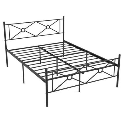 Front. Hivvago - Hivvago Queen Size Modern Metal Headboard & Footboard Platform Bed Frame - Black.