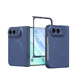 Dteck - Magnetic Full-Body Case for Apple iPhone Duo 2026 with 9H Tempered Screen Protector,Shock-absorbent Hinge Coverage - Darkblue