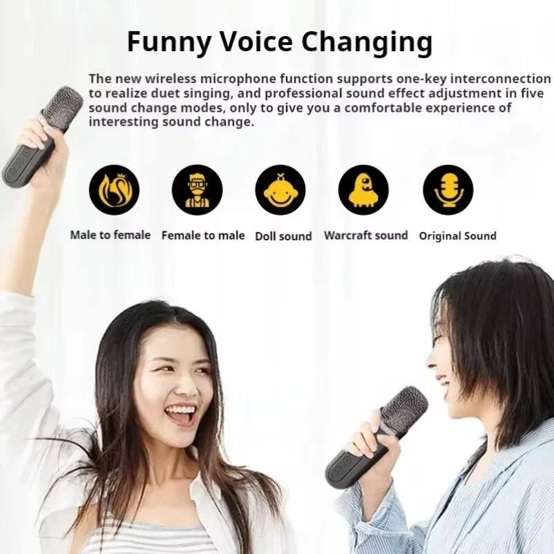 Funny Voice Changing

The new wireless microphone function supports one-key interconnection to realize duet singing, and professional sound effect adjustment in five sound change modes, only to give you a comfortable experience of interesting sound change.

- Male to female
- Female to male
- Doll sound
- Warcraft sound
- Original Sound