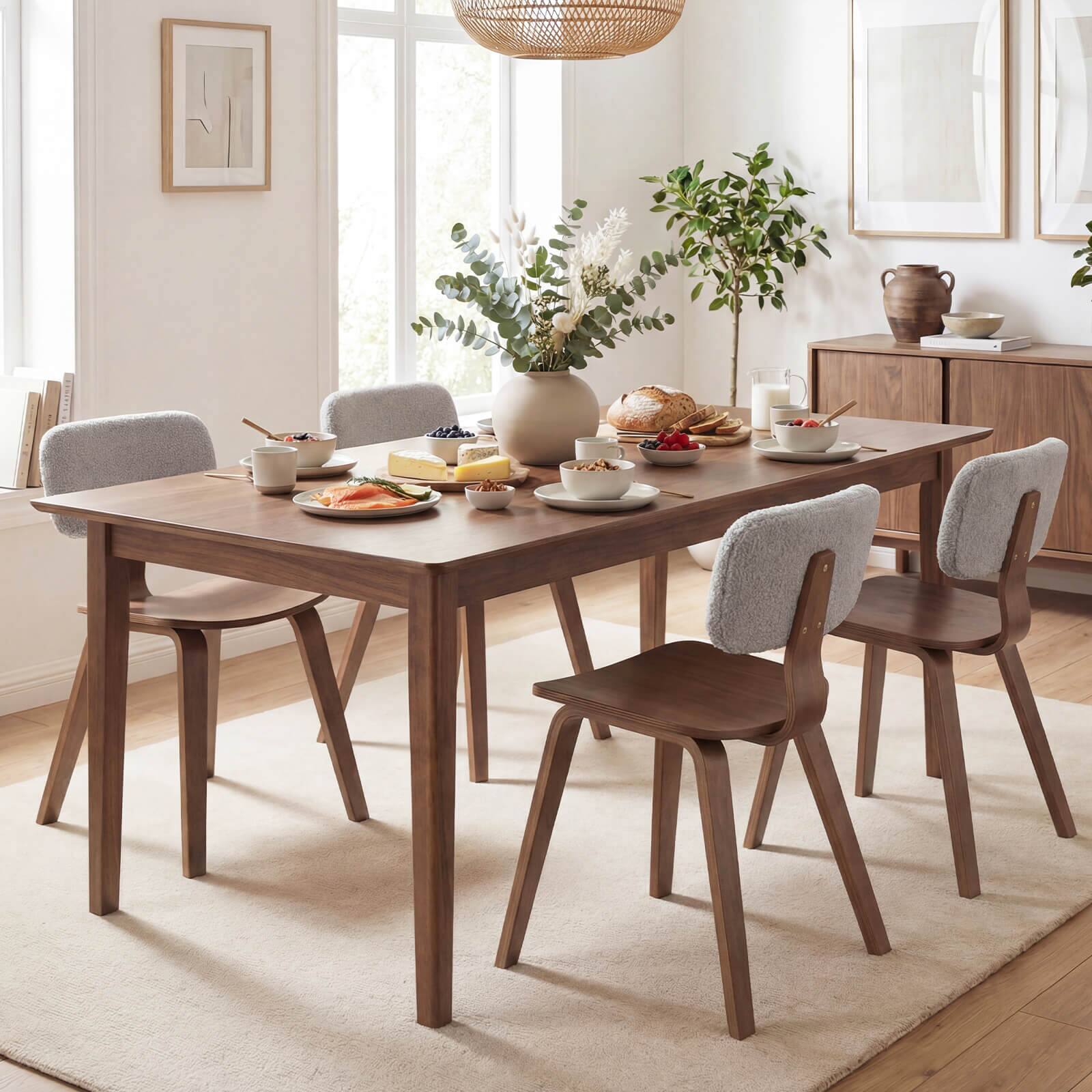 Alt View 5. Costway - Costway Dining Chairs Set of 4 with Teddy Velvet Padded Backrest Ergonomic Seat for Kitchen - Gray & Walnut.