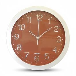 FC Design - 14"H Silver & Brown Classic Round Wall Clock - Decorative Timepiece - Multicolor