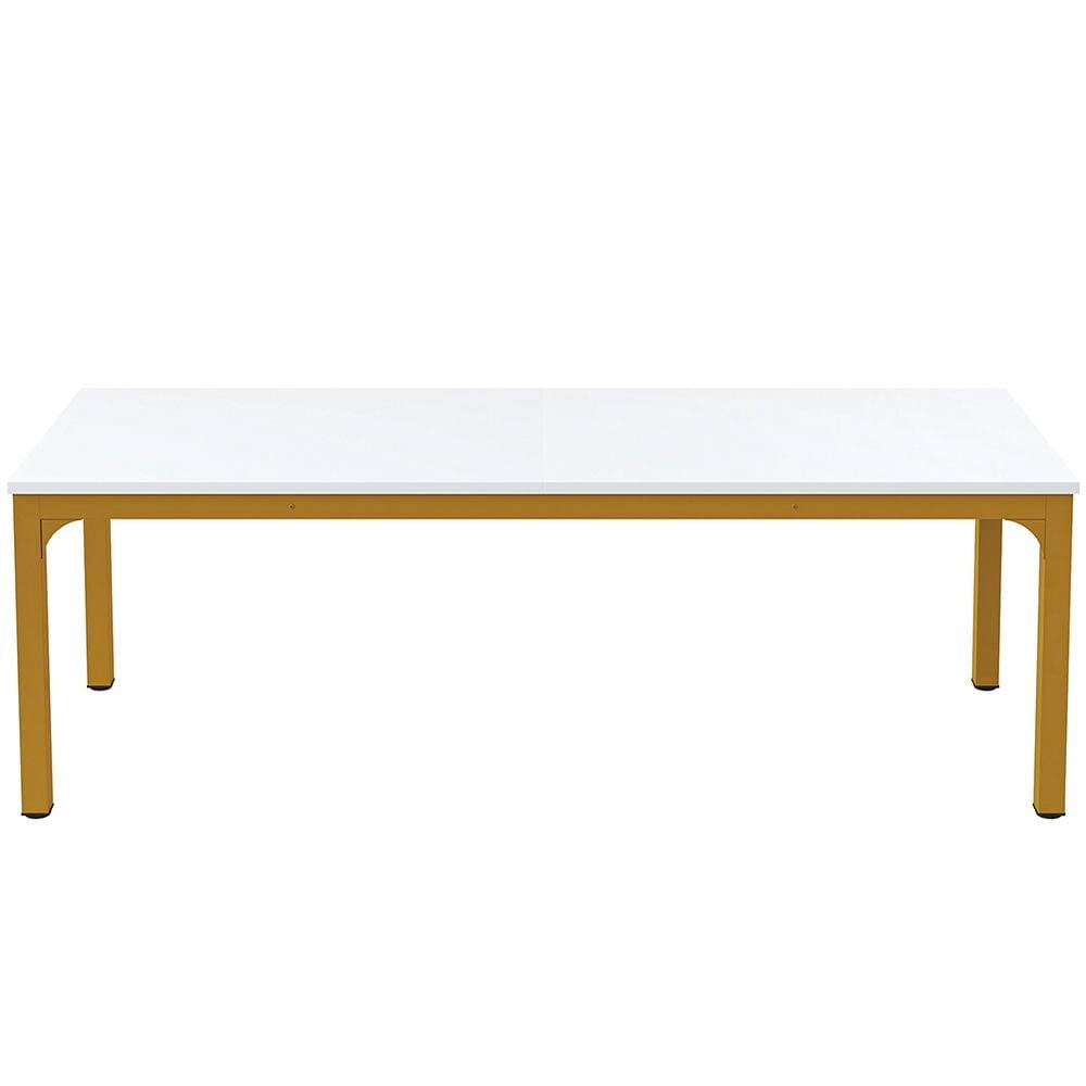 Back. Kadyn - Kadyn Dining Table, Living Room Table Rectangular, 78 inch Long Kitchen Table for 6-8 People,White & Gold - White & Gold.