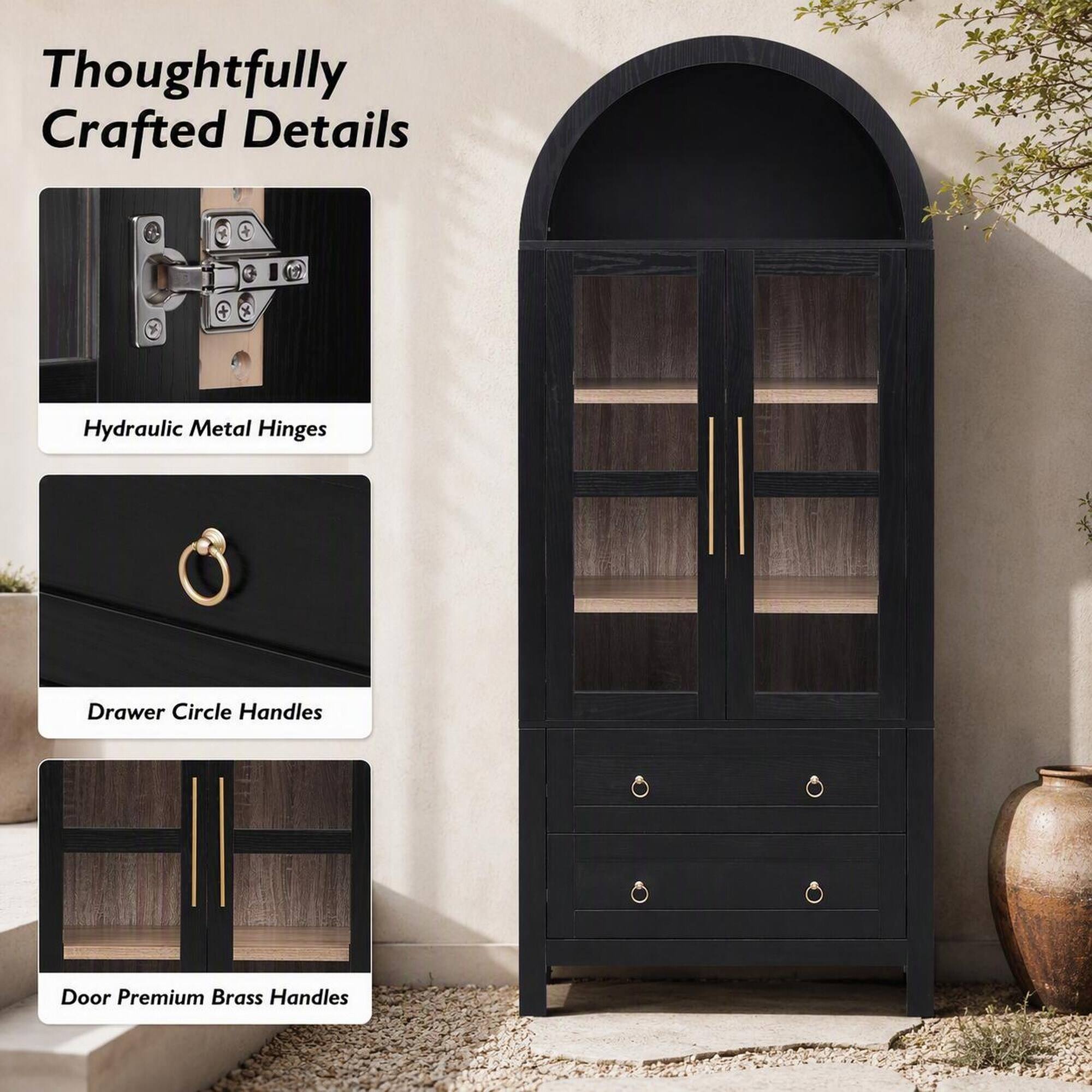 Thoughtfully Crafted Details

- Hydraulic Metal Hinges
- Drawer Circle Handles
- Door Premium Brass Handles