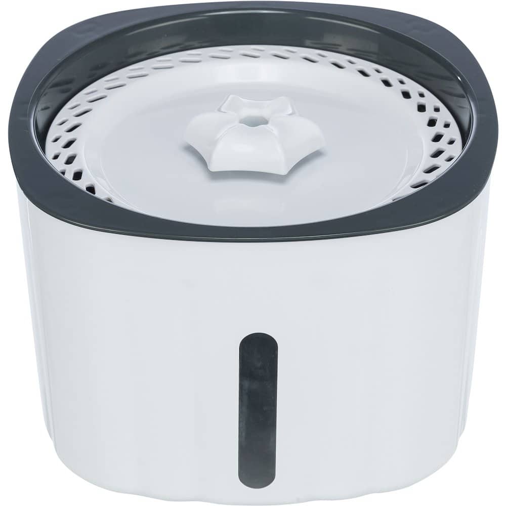 TRIXIE - Flower Drinking Fountain for Dogs and Cats, 68oz Automatic Water Dispenser - White/Gray