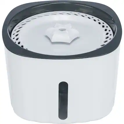 Front. TRIXIE - Flower Drinking Fountain for Dogs and Cats, 68oz Automatic Water Dispenser - White/Gray.