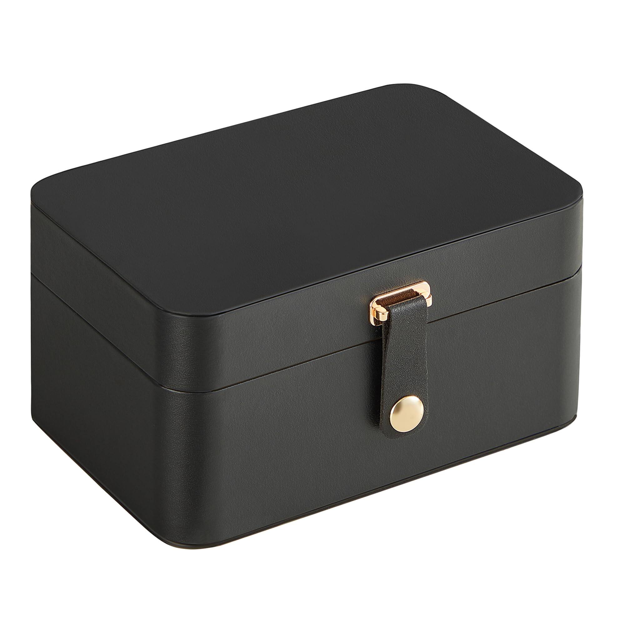 Left. Songmics Home - 2-Layer Travel Jewellery Case in Ink Black - Black.
