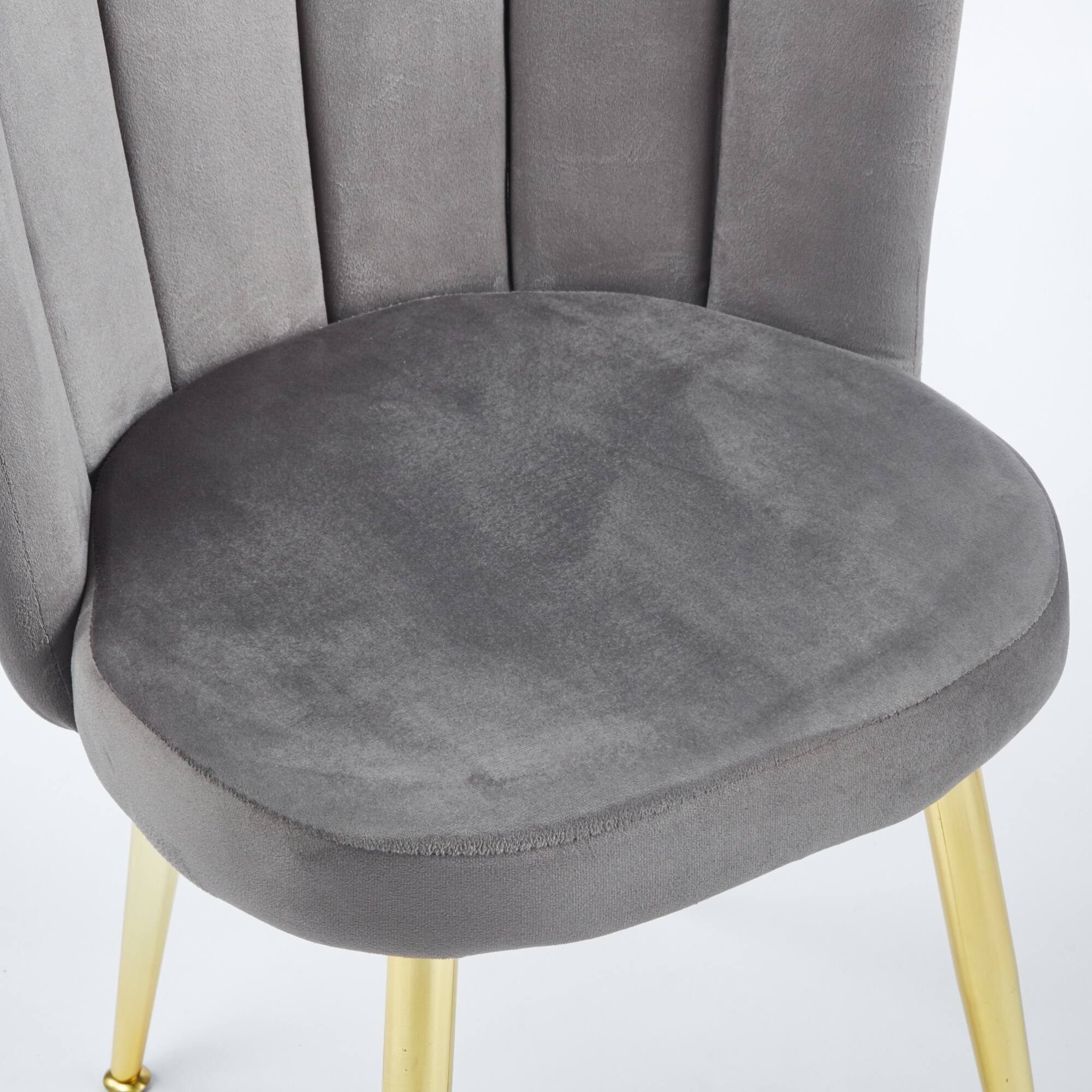 Alt View 1. GOODSILO - Elegant Velvet Dining Chairs Set of 2 with Golden Iron Legs for Modern Living Spaces - Grey.