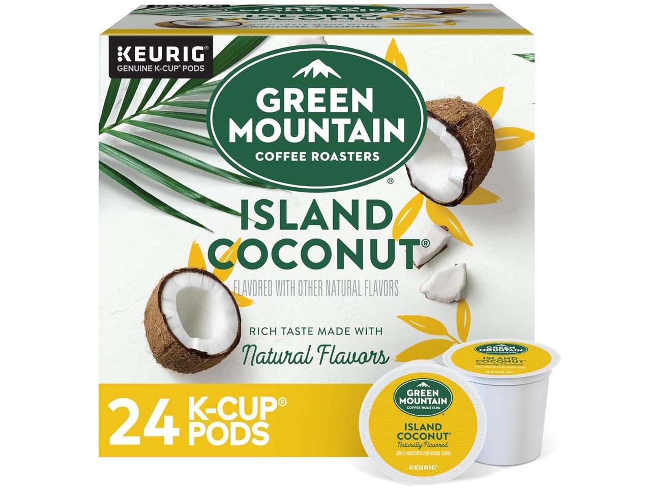 Green Mountain Coffee Roasters Island Coconut, Keurig Single-Serve K-Cup Pod, Flavored Light Roast Coffee, 24 Count/Box