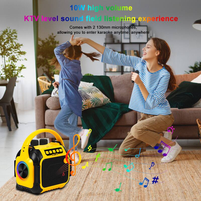 10W high volume  
KTV level sound field listening experience  
Comes with 2 130mm microphones, allowing you to enter karaoke anytime, anywhere