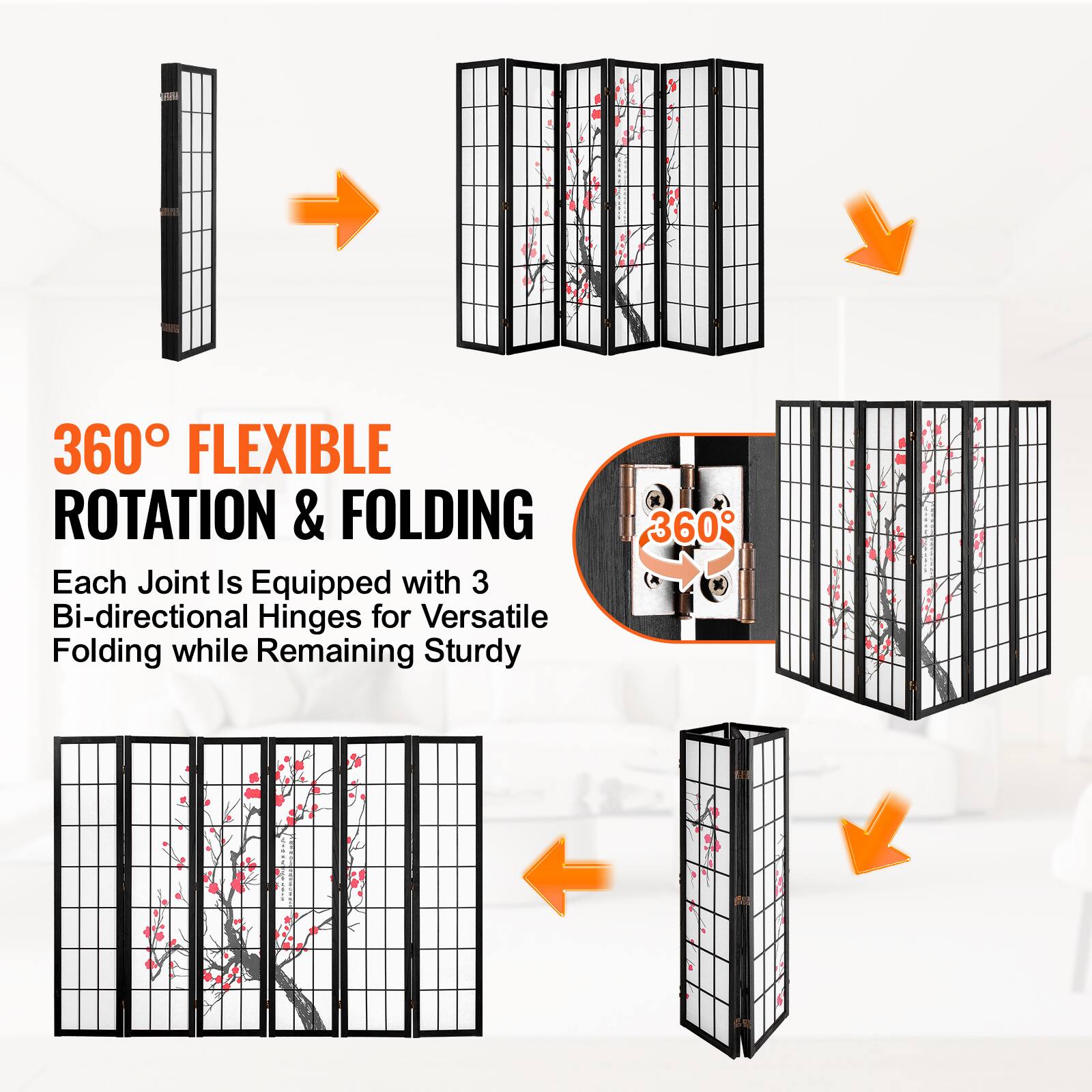 360° FLEXIBLE ROTATION & FOLDING  
Each Joint Is Equipped with 3 Bi-directional Hinges for Versatile Folding while Remaining Sturdy