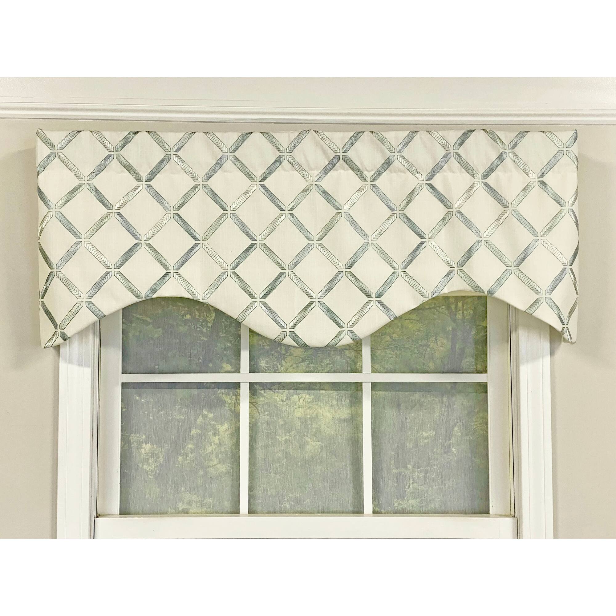 Front. RLF Home - RLF Home Granville Cornice 3" Rod Pocket Window Valance 50" x 17" Mermaid Green - Mermaid Green.