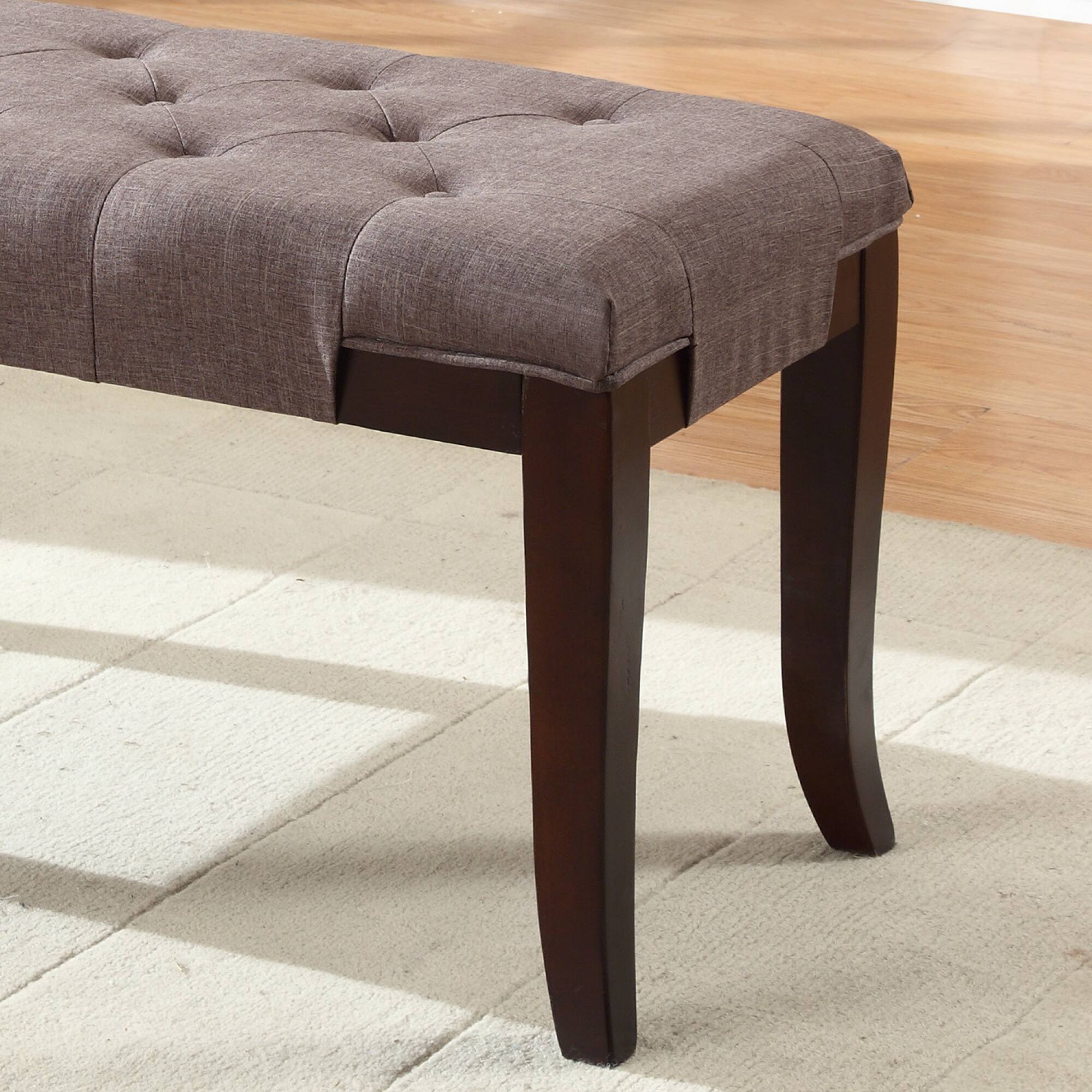 Angle. GOODSILO - Tufted Upholstered Ottoman Bench with Solid Wood Legs for Entryway, Bedroom, or Living Room Seating and Storage - Brown.