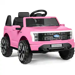 Best Choice Products - Kids 12V Ride On Car Officially Licensed Ford Lightning Truck w/ Remote, LED Lights - Pink