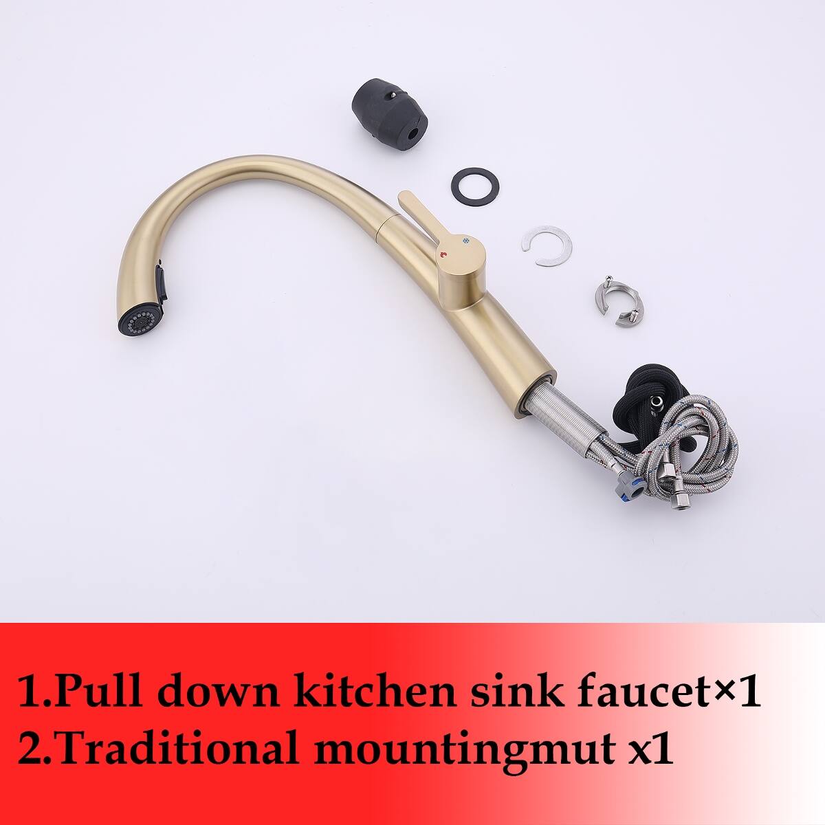 Ropilly Single Handle Pull Out Kitchen Faucet, Stainless Steel High Arc ...