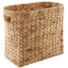 Casafield - Magazine Holder Storage Basket Bin with Handles - Seagrass Hyacinth Woven Bins - Natural - Hyacinth