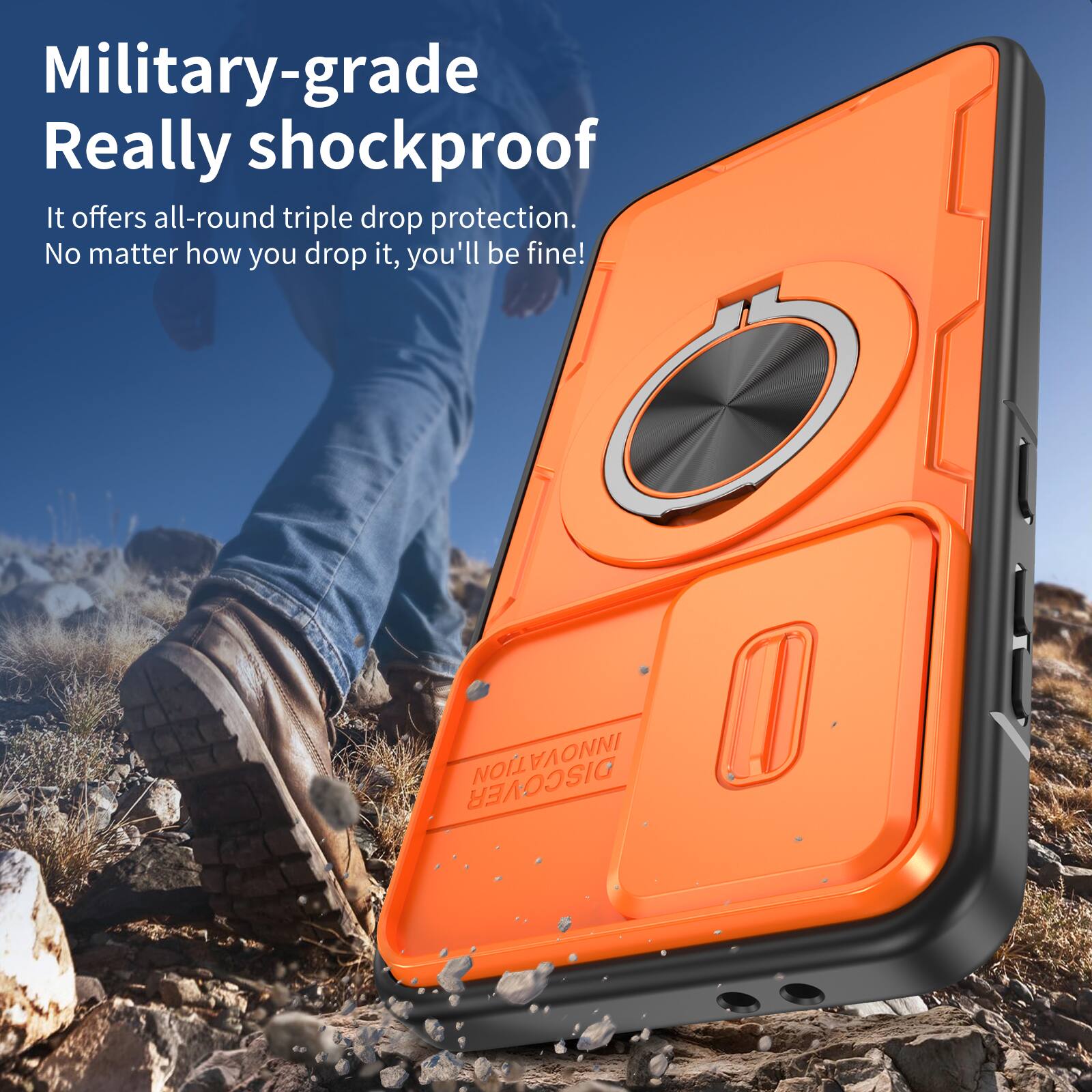 Military-grade Really shockproof.  
It offers all-round triple drop protection.  
No matter how you drop it, you'll be fine!
