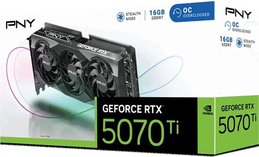 PNY GeForce RTX 5070 Ti 16GB OC GDDR7 PCI Express 5.0 Graphics Card