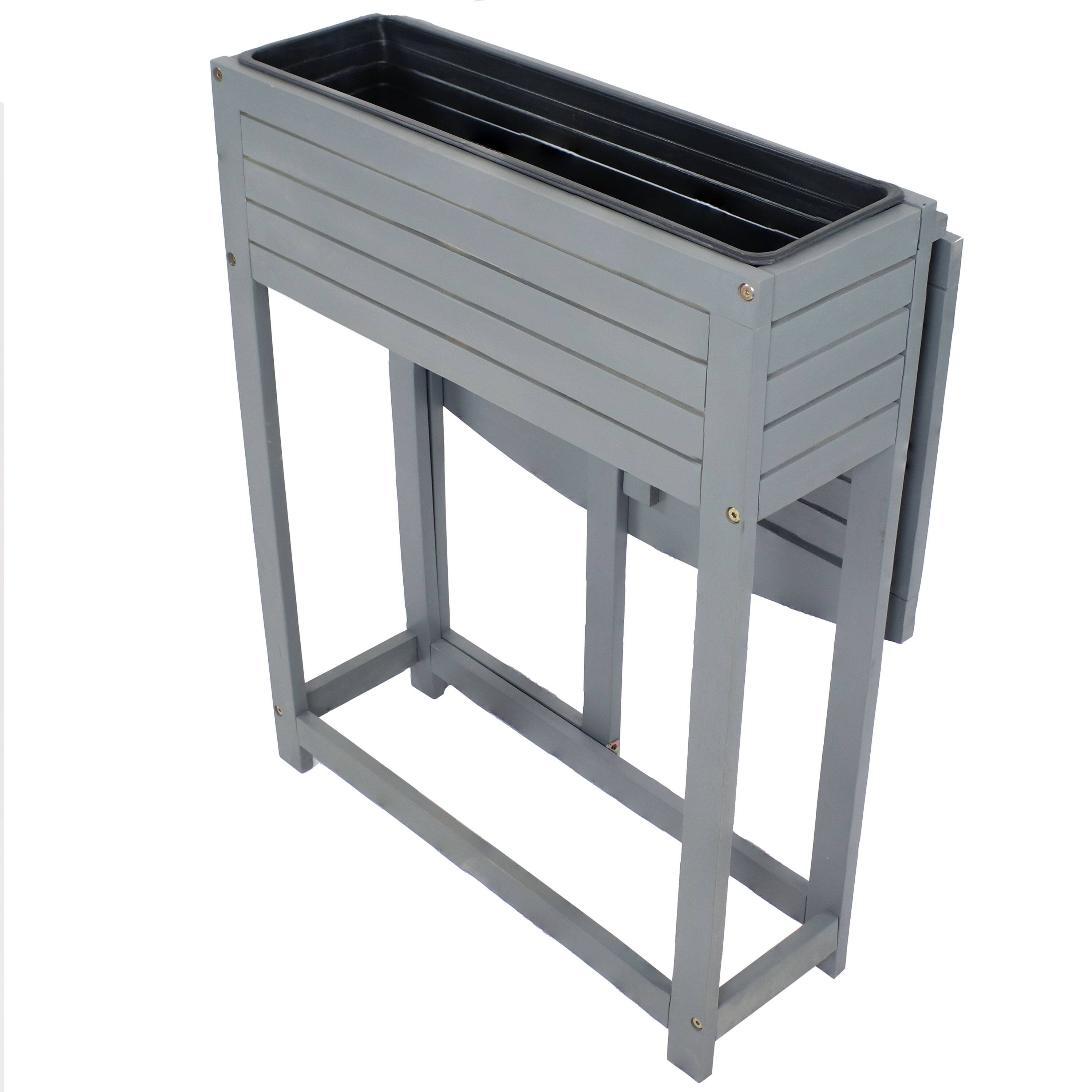 Alt View 5. Sunnydaze - Acacia Wood Folding Table with Planter Box - 30.5" H - Gray.