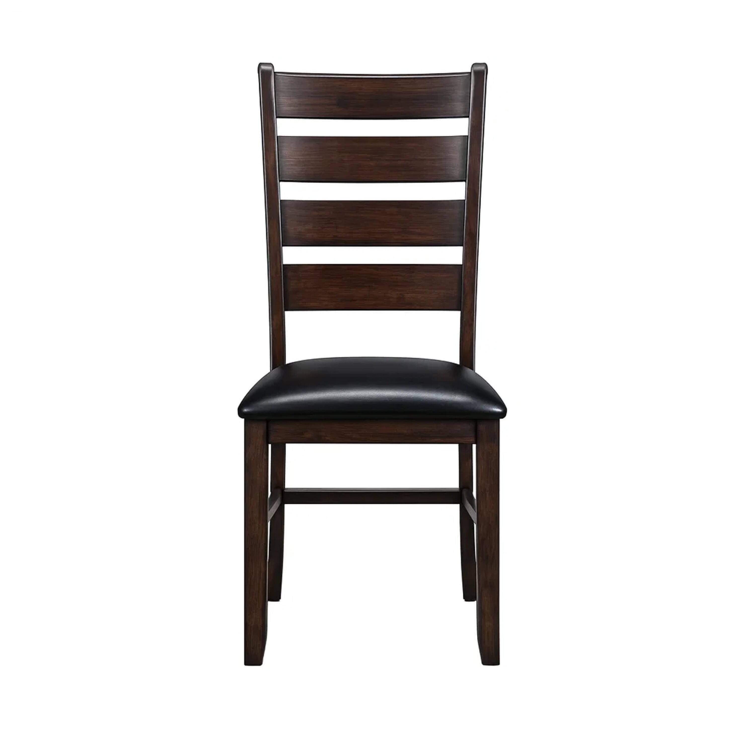 Alt View 1. Manhattan Lane - Ladder Back Wooden Side Chair with Leatherette seat, Set of 2 - Brown and Black.
