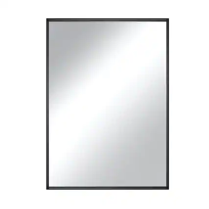 Front. Boyel Living - 28 x 20 in Rectangle Square Right-Angle Mirror with Matte Black Aluminum Frame.