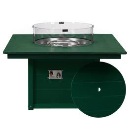 WestinTrends - Helios 42" Modern Outdoor Patio Propane Square Fire Pit Table - Dark Green