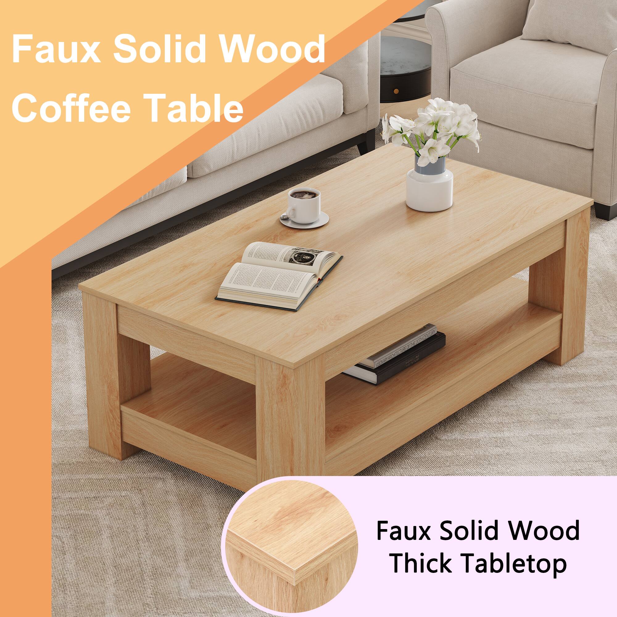 Faux Solid Wood Coffee Table  
Faux Solid Wood Thick Tabletop