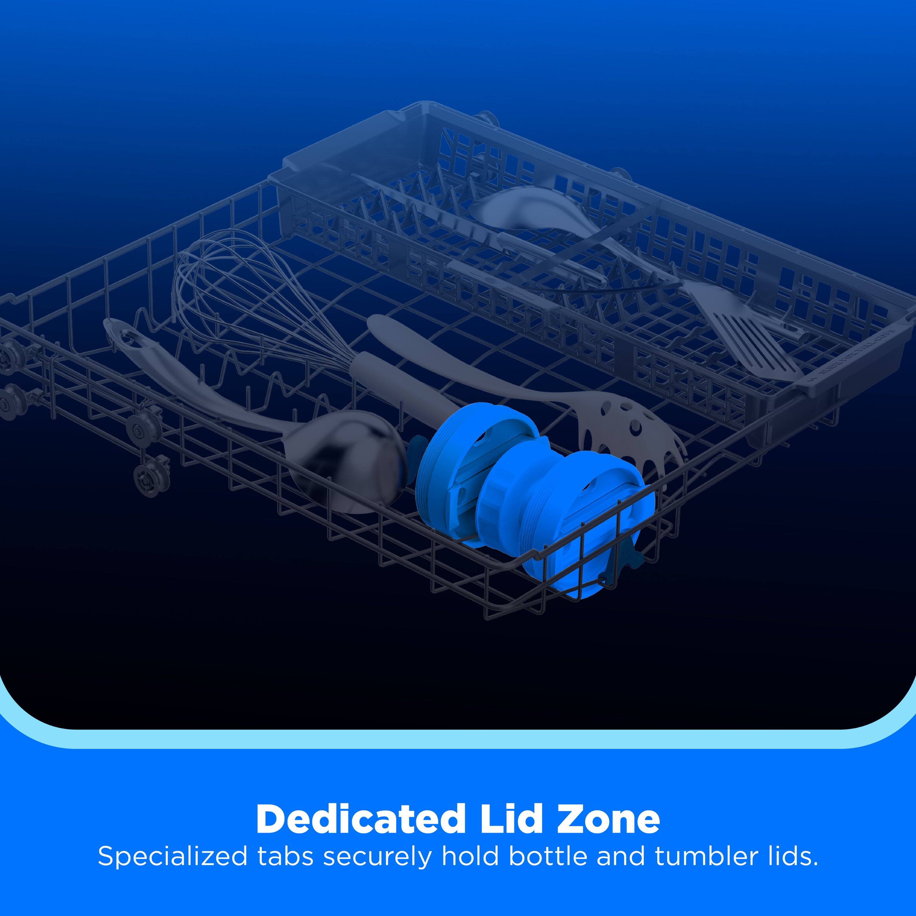 Dedicated Lid Zone  
Specialized tabs securely hold bottle and tumbler lids.