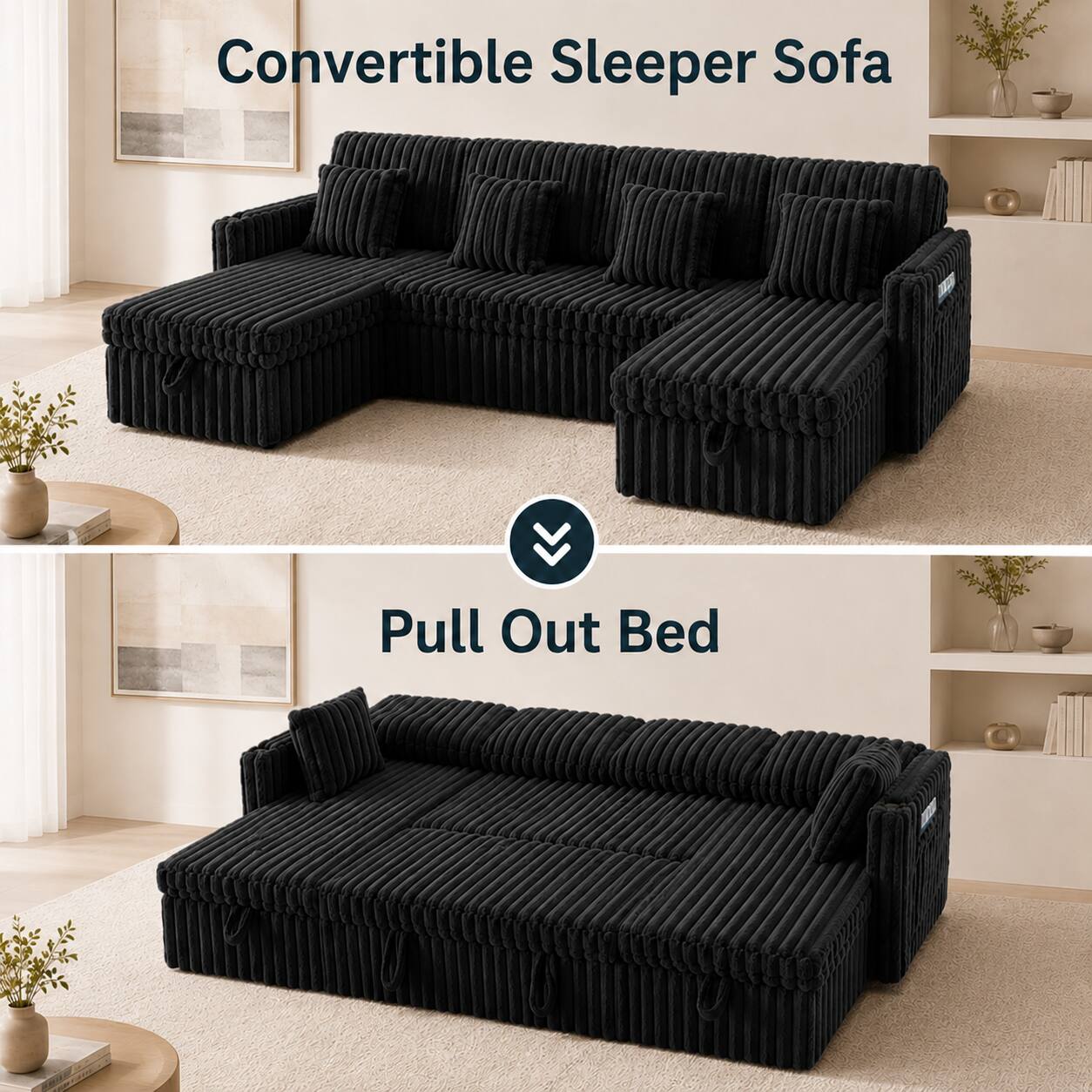 Convertible Sleeper Sofa  
Pull Out Bed