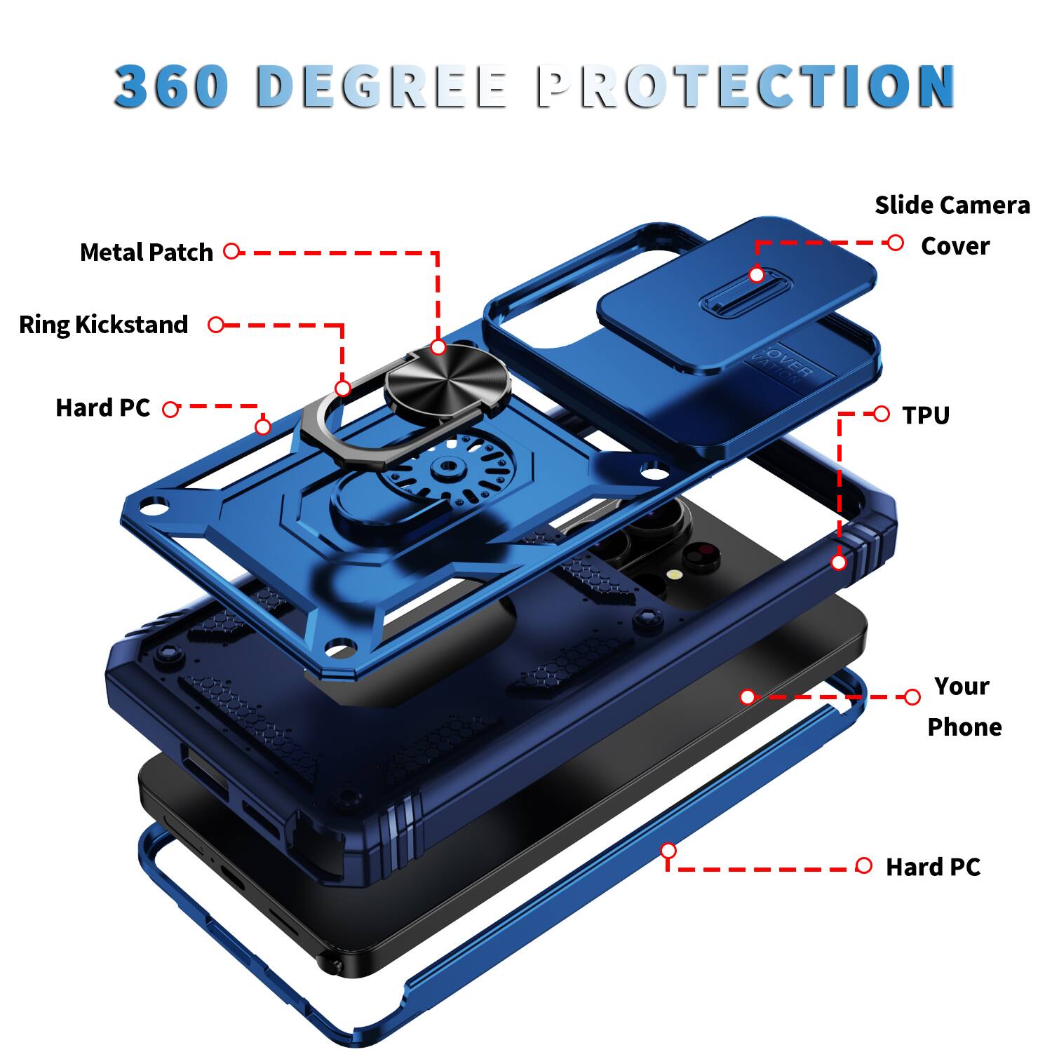 360 Degree Protection

Slide Camera Cover

Metal Patch

Ring Kickstand

Hard PC

TPU

Your Phone