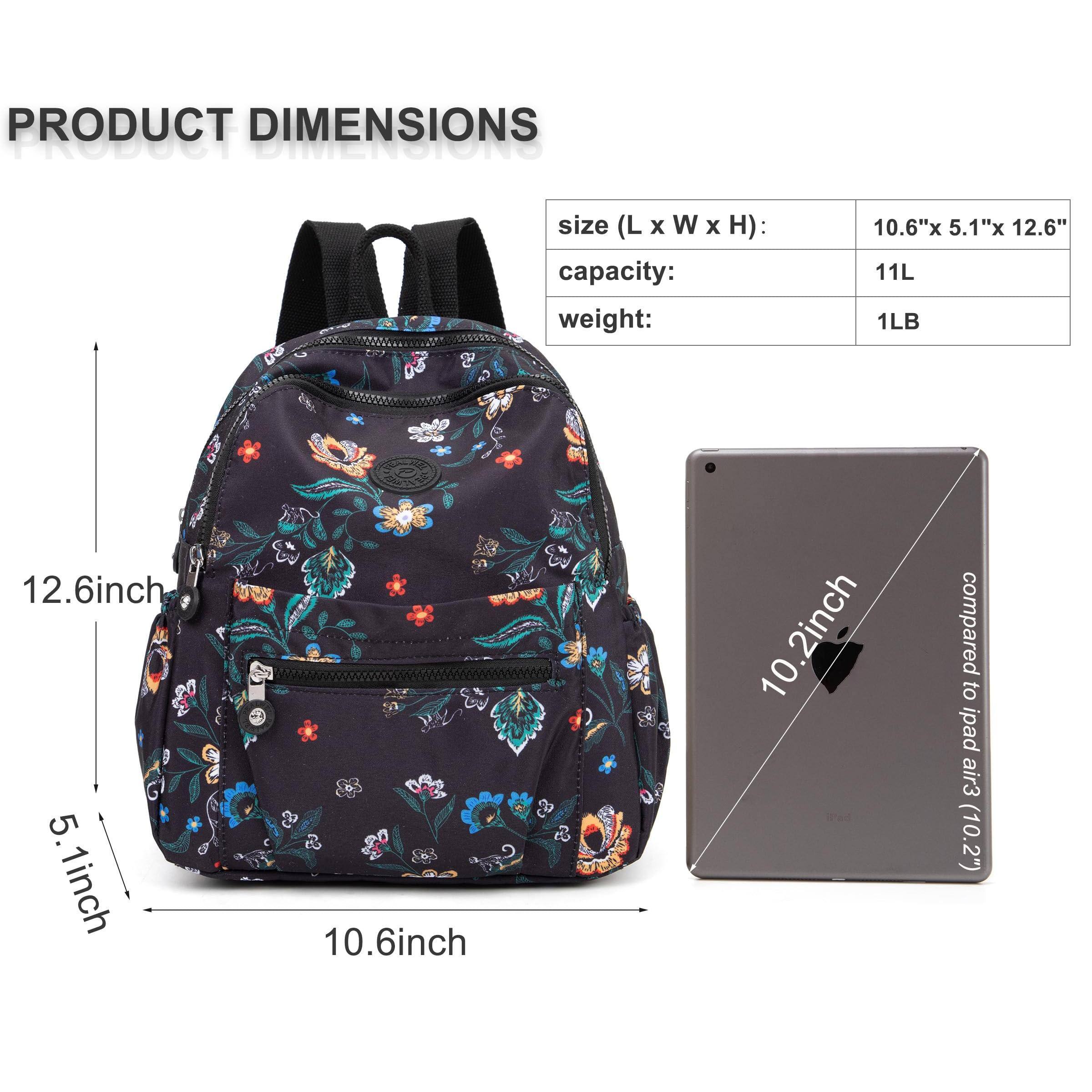 Alt View 1. Stamp n Camp - Mini Backpack Purse For Women Small Nylon Backpacks Ladies Anti Travel Bag (flower) - Black.