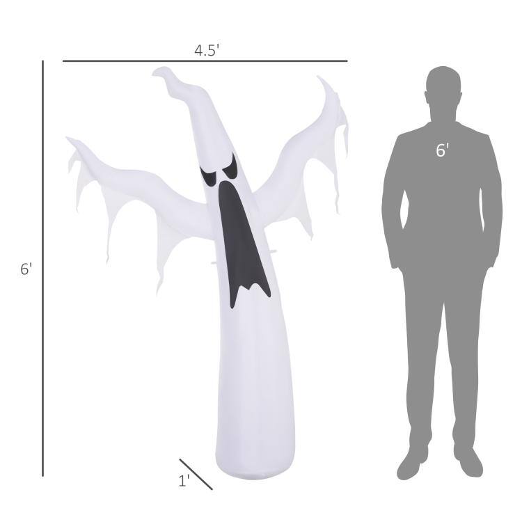 Alt View 3. PULUZ - 6' Tall Halloween Inflatables Outdoor Decorations White Ghost - White.