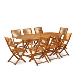 East West Furniture - Wooden Patio Set Natural Oil - Brown