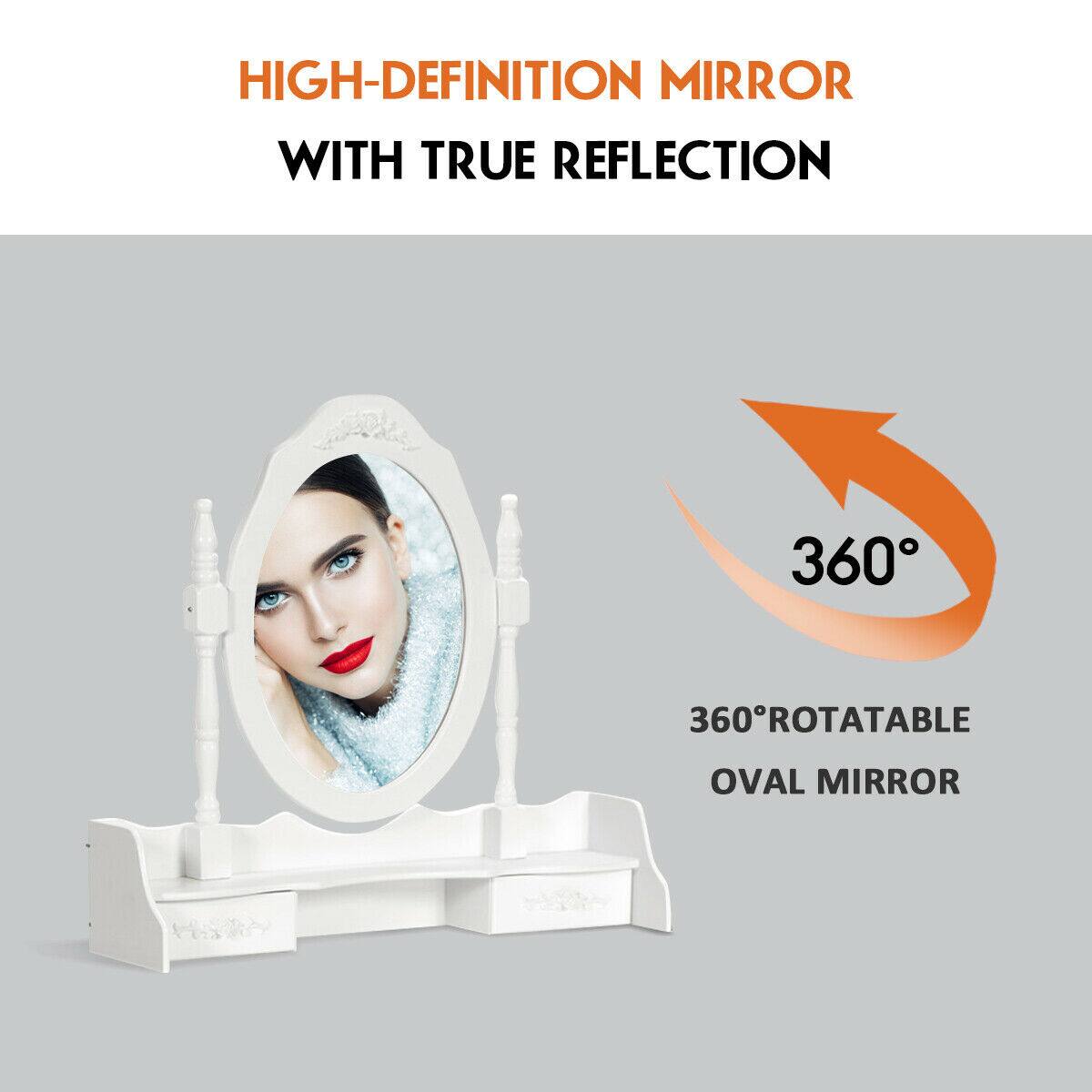 HIGH-DEFINITION MIRROR WITH TRUE REFLECTION, 360° ROTATABLE OVAL MIRROR