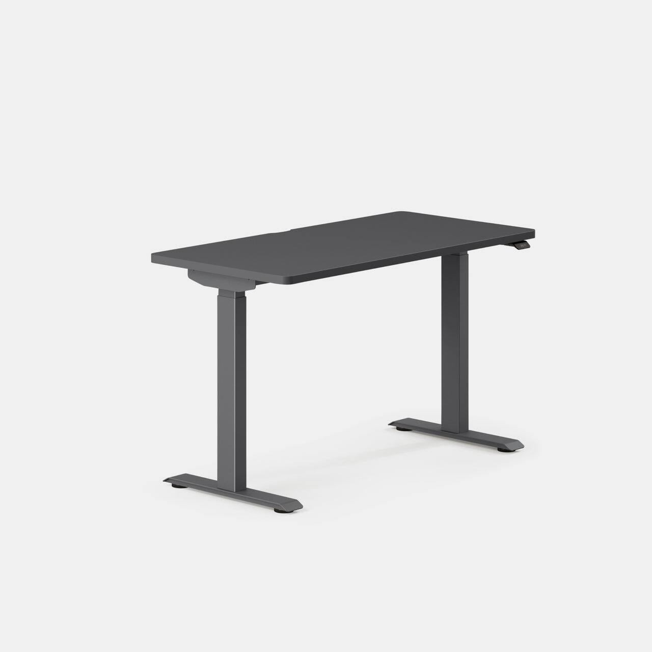 Angle. Branch Furniture - Duo Standing Desk 48" – Adjustable Desk with OLED Control Panel, Frameless Design & Compact Footprint - Charcoal / Charcoal.