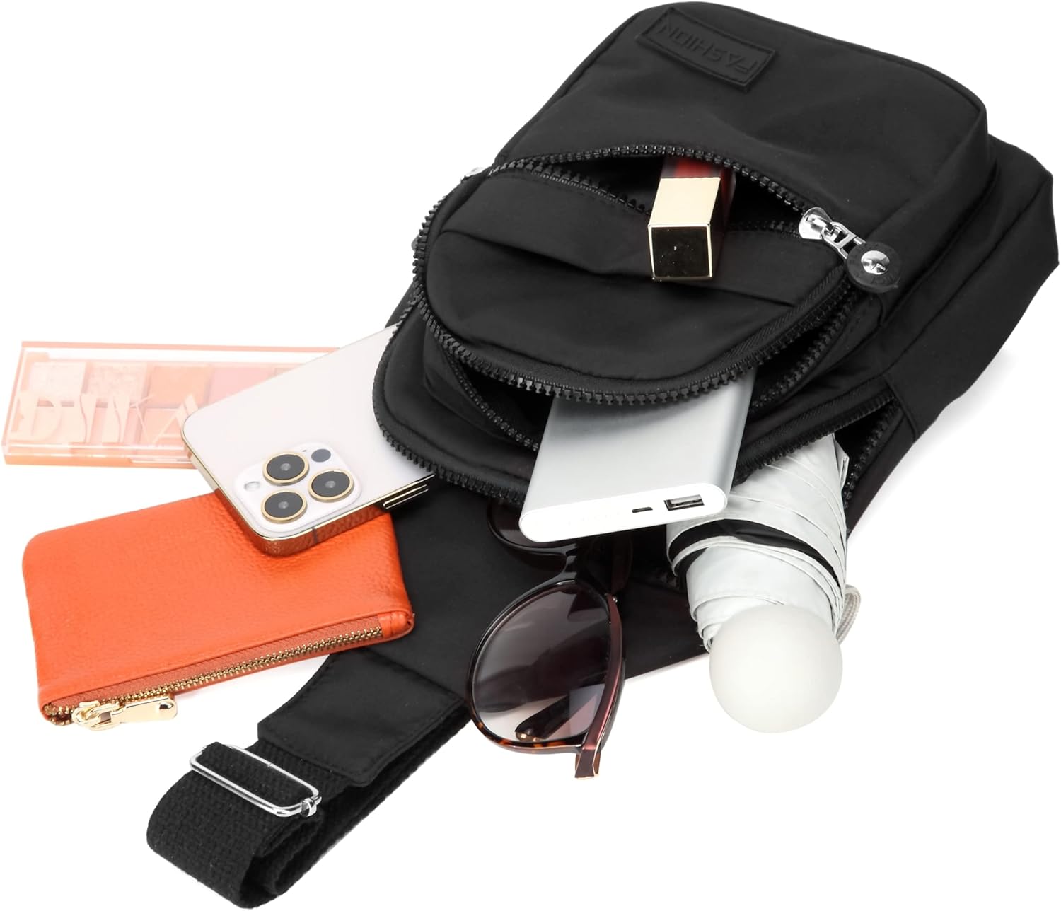 Alt View 3. Live At Space - Small Sling Backpack Crossbody Women, Chest Daypack Fanny Cross Outdoors Hiking Traveling Black - L Black.