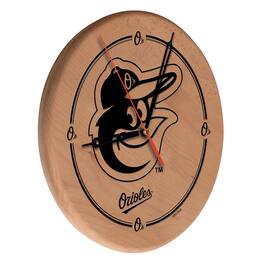 Holland Bar Stool Co. - Baltimore Orioles 13" Engraved Solid Wood Clock - Multicolor