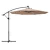 Front. Costway - Costway 10 FT Offset Hanging Umbrella with Solar LED Lights, Patio Cantilever Umbrella with Easy Tilt Adjustment - Beige.