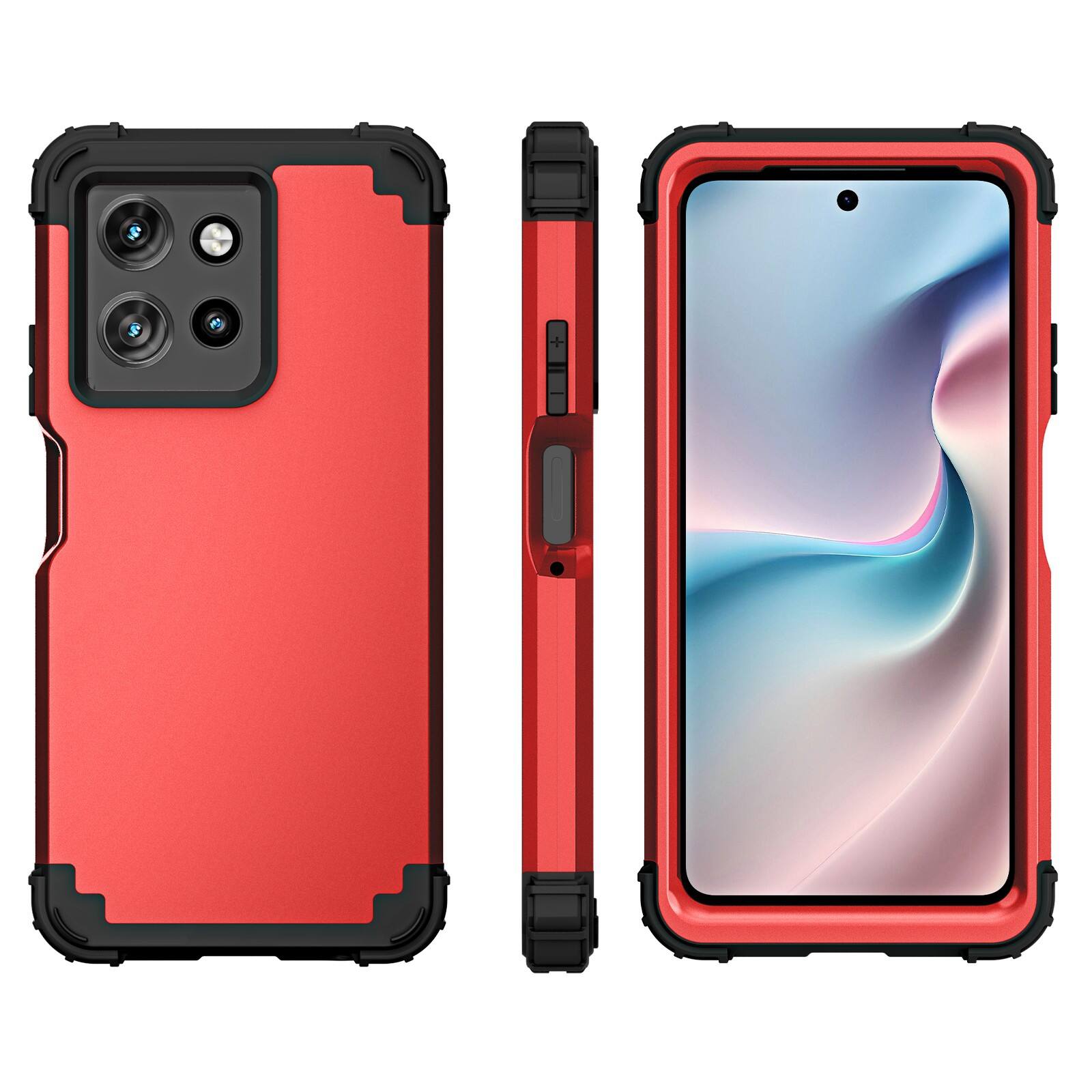 Angle. UUCOVER - Rugged Protective Case for Motorola Moto G Power 5G 2026/2025, Shockproof Silicone+PC Case Heavy Duty Back Cover - Red.