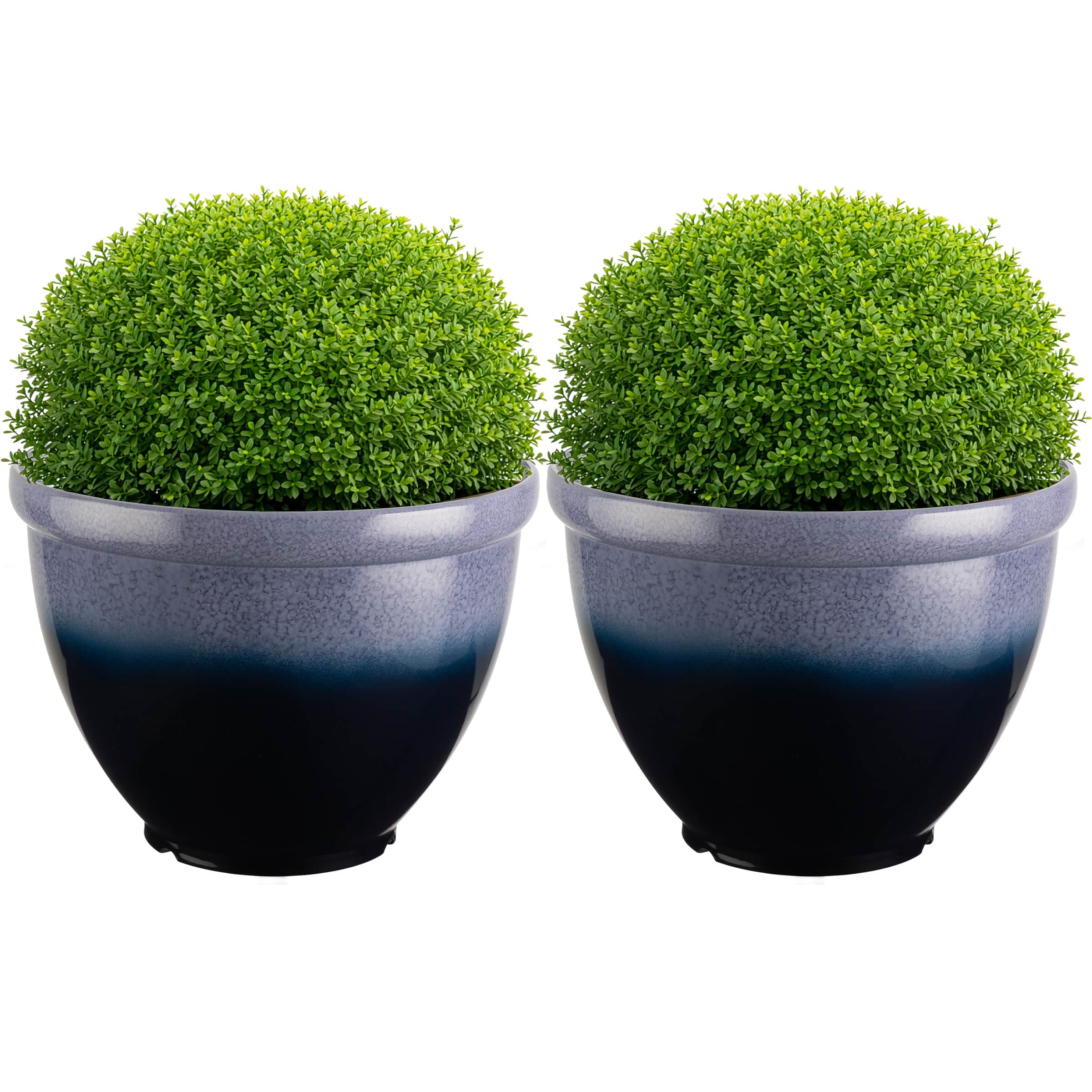 Pure Garden - Plastic Plant Pot with Glazed Pottery Finish and Drainage 13.7” Large Planters for Indoor Plants or Outdoor Garden