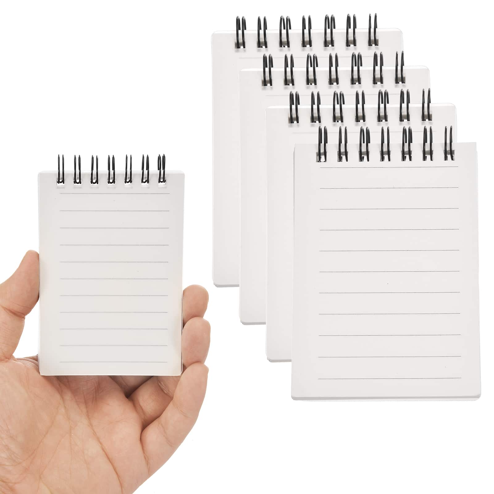 Unique Bargains - 4pcs 3x5 Inch Aesthetic Pocket Notebooks, Spiral Lined Pages Portable Flip Notes 80 Sheets/160 Pages Office - Transparent