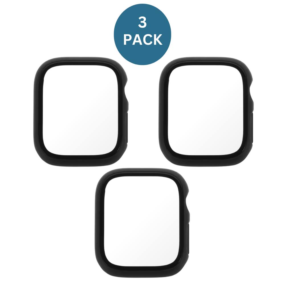 Alt View 4. Qixxronics - 3-PACK For Apple Watch 46mm Series 10 Case, Black, with Built-in Glass Screen Protector - Black.