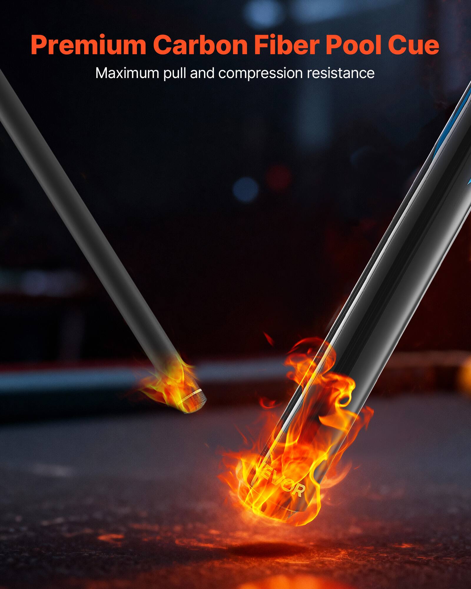 Premium Carbon Fiber Pool Cue  
Maximum pull and compression resistance